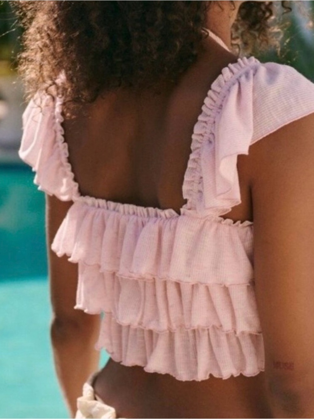 Free People Ribbed Ruffle Crop Top - Picture 2 of 5